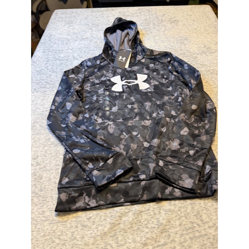Kids Under Armour Camo Storm Hoodie Gray Black Youth Size Large NWT